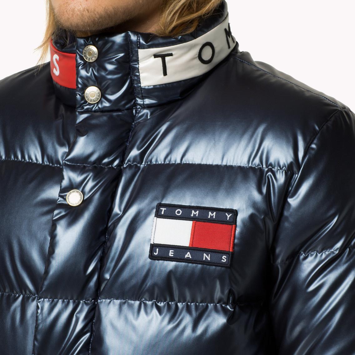 tommy hilfiger silver down puffer jacket